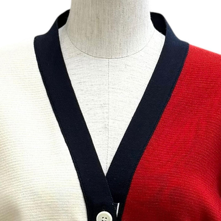 Excellent THOM BROWNE Funmix Crepe 4-BAR Cardigan V neck Multi wool 42 FKC207F