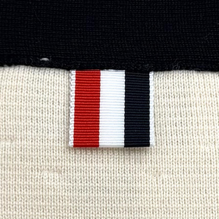 Excellent THOM BROWNE Funmix Crepe 4-BAR Cardigan V neck Multi wool 42 FKC207F