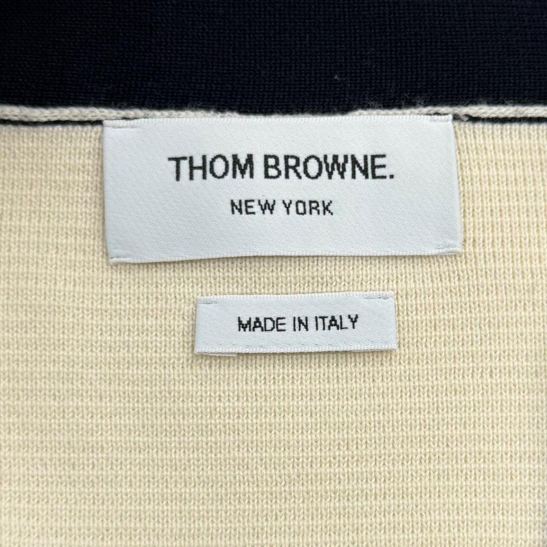 Excellent THOM BROWNE Funmix Crepe 4-BAR Cardigan V neck Multi wool 42 FKC207F