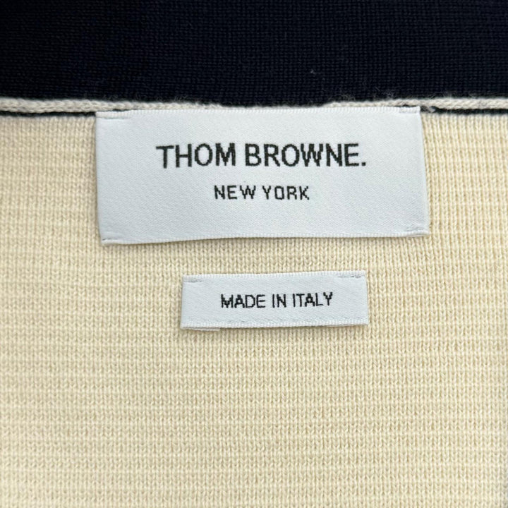 Excellent THOM BROWNE Funmix Crepe 4-BAR Cardigan V neck Multi wool 42 FKC207F
