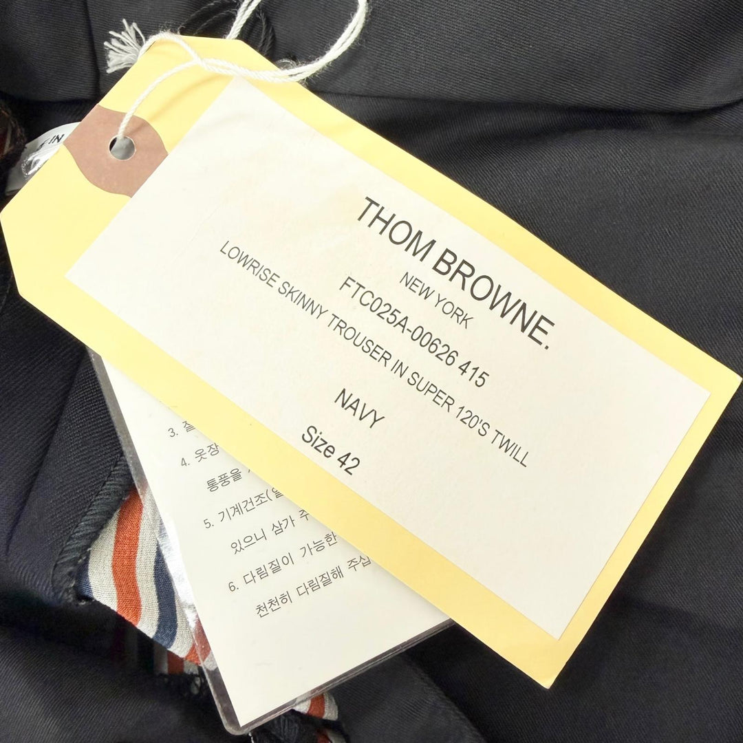 Pristine THOM BROWNE slacks Tricolor Trousers Navy wool mens 42 76PXB2