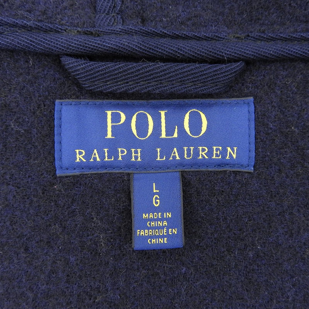 Great POLO RALPH LAUREN Duffel coat Toggle button, with hood Navy wool mens L