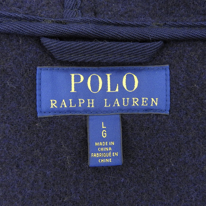 Great POLO RALPH LAUREN Duffel coat Toggle button, with hood Navy wool mens L