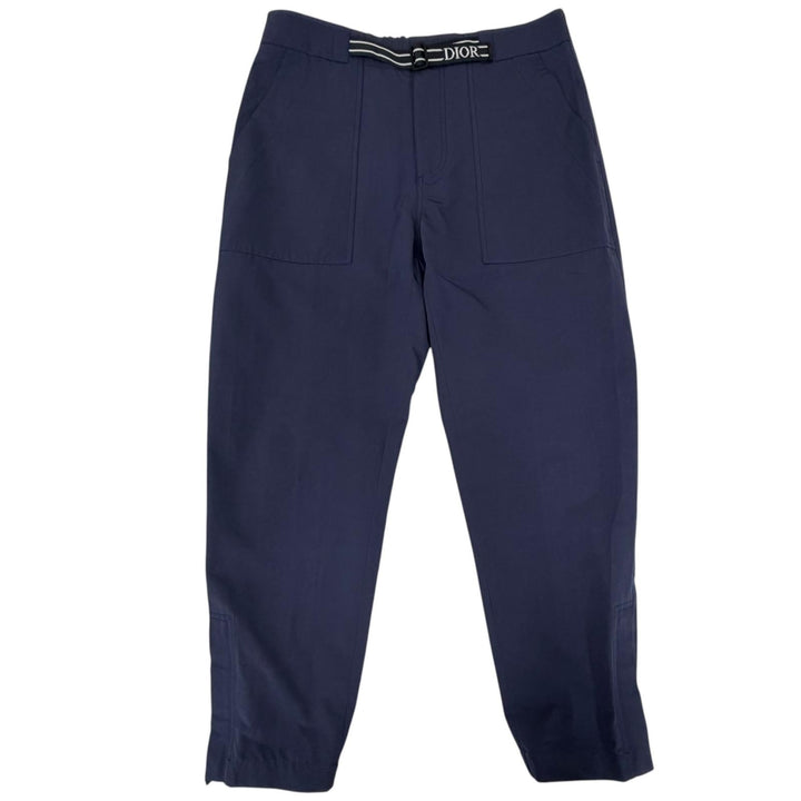 Pristine DIOR Pants Logo belt tapered pants chef Navy cotton mens 48