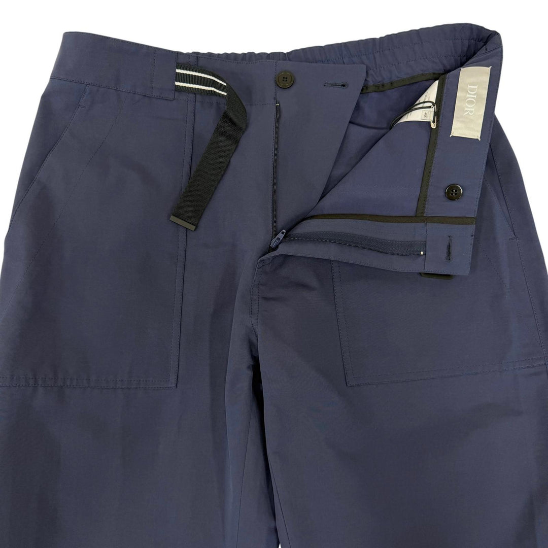 Pristine DIOR Pants Logo belt tapered pants chef Navy cotton mens 48