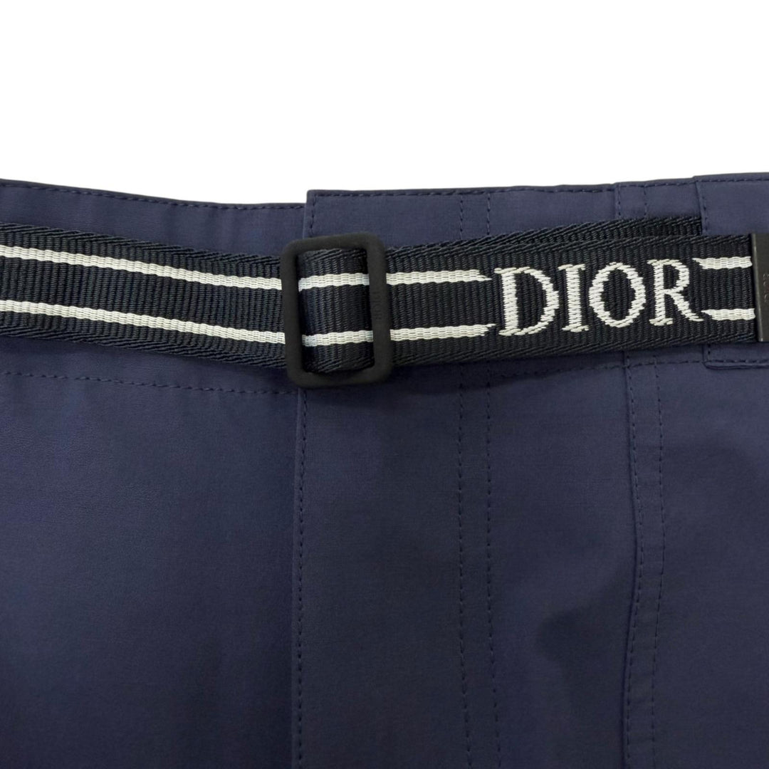 Pristine DIOR Pants Logo belt tapered pants chef Navy cotton mens 48