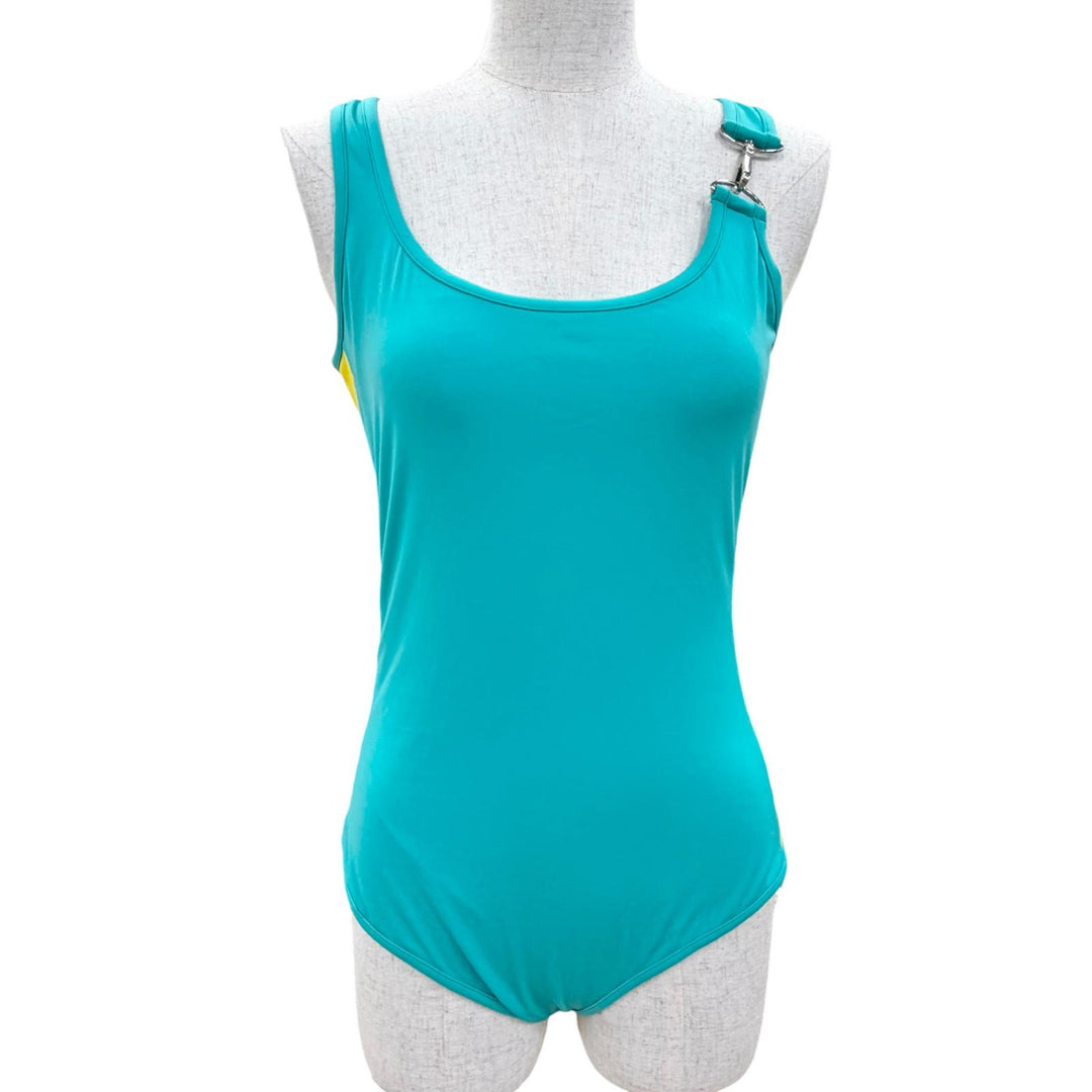 Pristine LOUIS VUITTON one piece Logo swimwear swimsuit Emerald green Nylon 40
