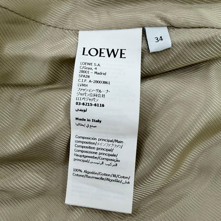 Excellent LOEWE coat Anagram Cotton Gabardine Belted Jacket beige 34 S540Y02XCE