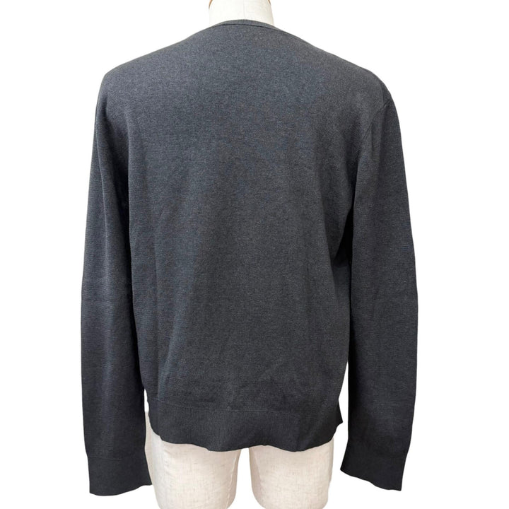 Excellent GUCCI sweater Intarsia logo Charcoal gray silk mens M 819421