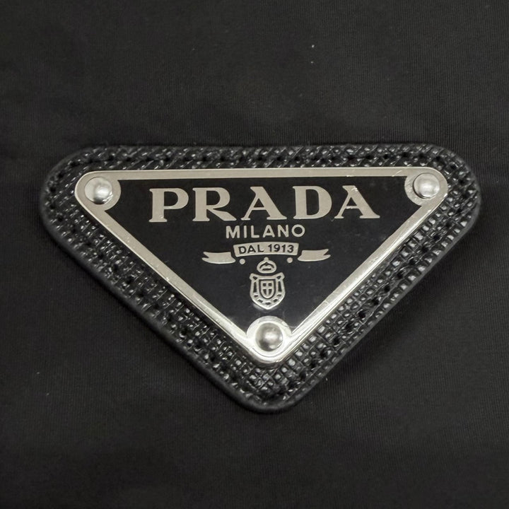 Great PRADA Blouson Triangle logo nylon panel black Virgin wool mens 48 UMG116