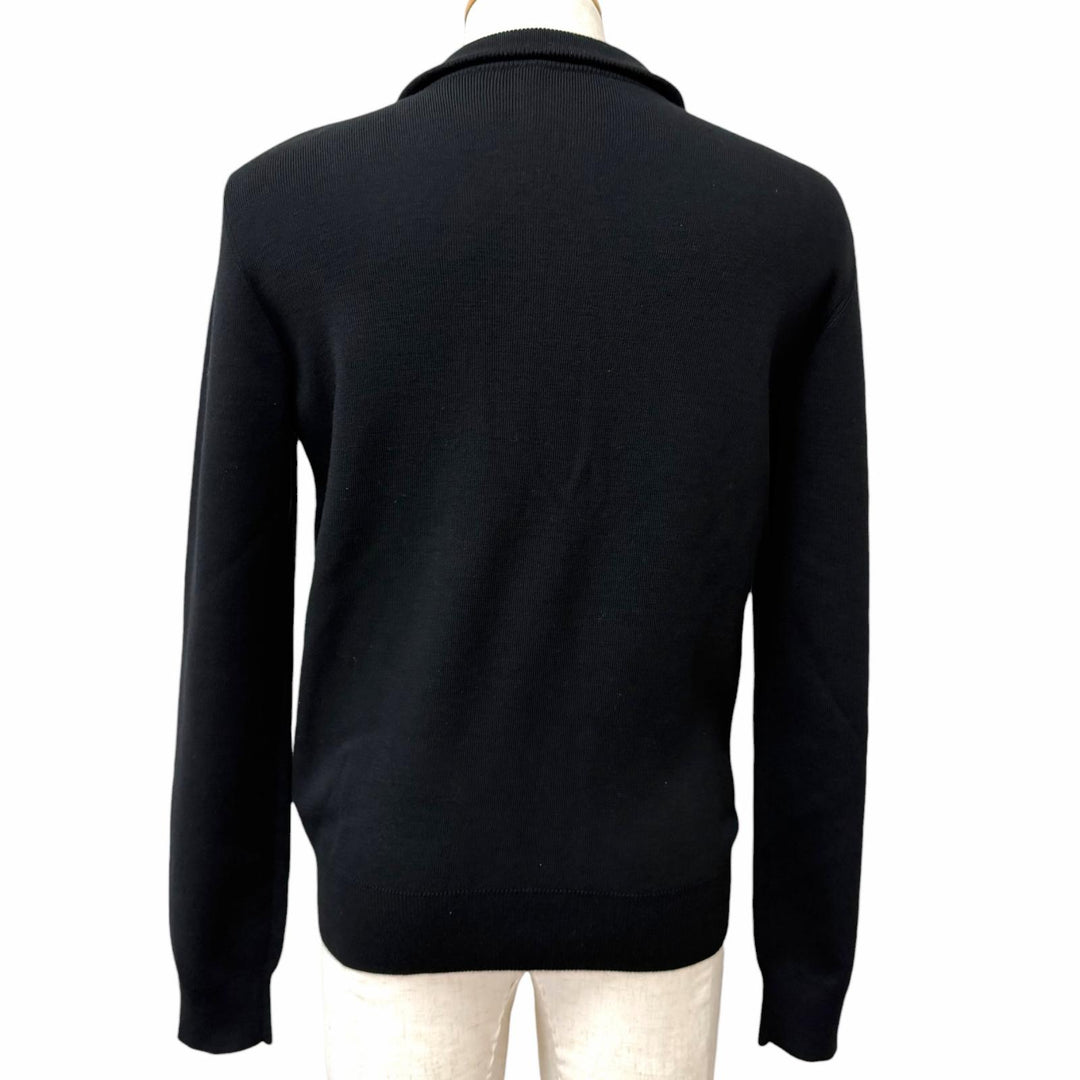 Great PRADA Blouson Triangle logo nylon panel black Virgin wool mens 48 UMG116