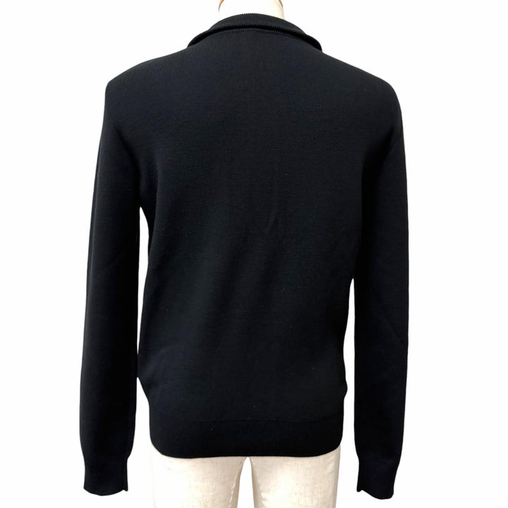 Great PRADA Blouson Triangle logo nylon panel black Virgin wool mens 48 UMG116
