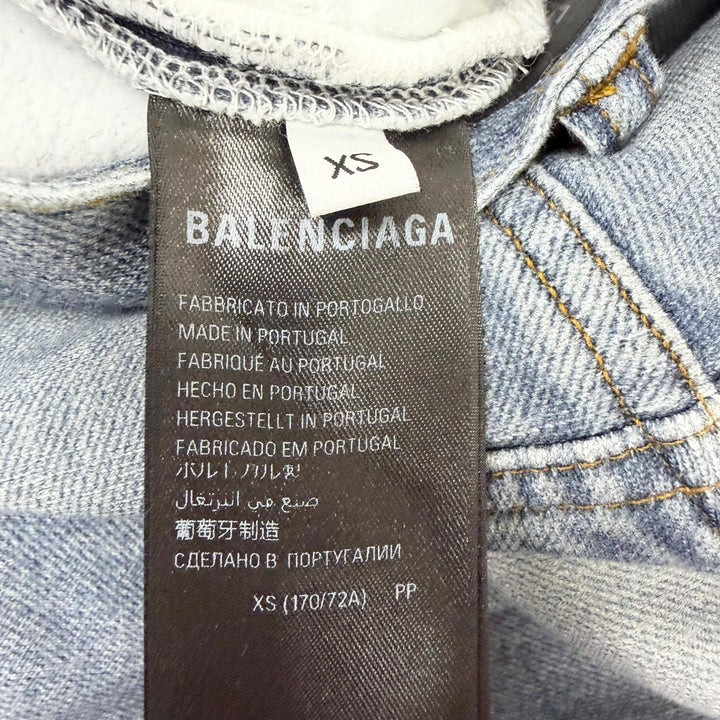 Excellent BALENCIAGA Denim pants Trompe l'oeil denim transfer print