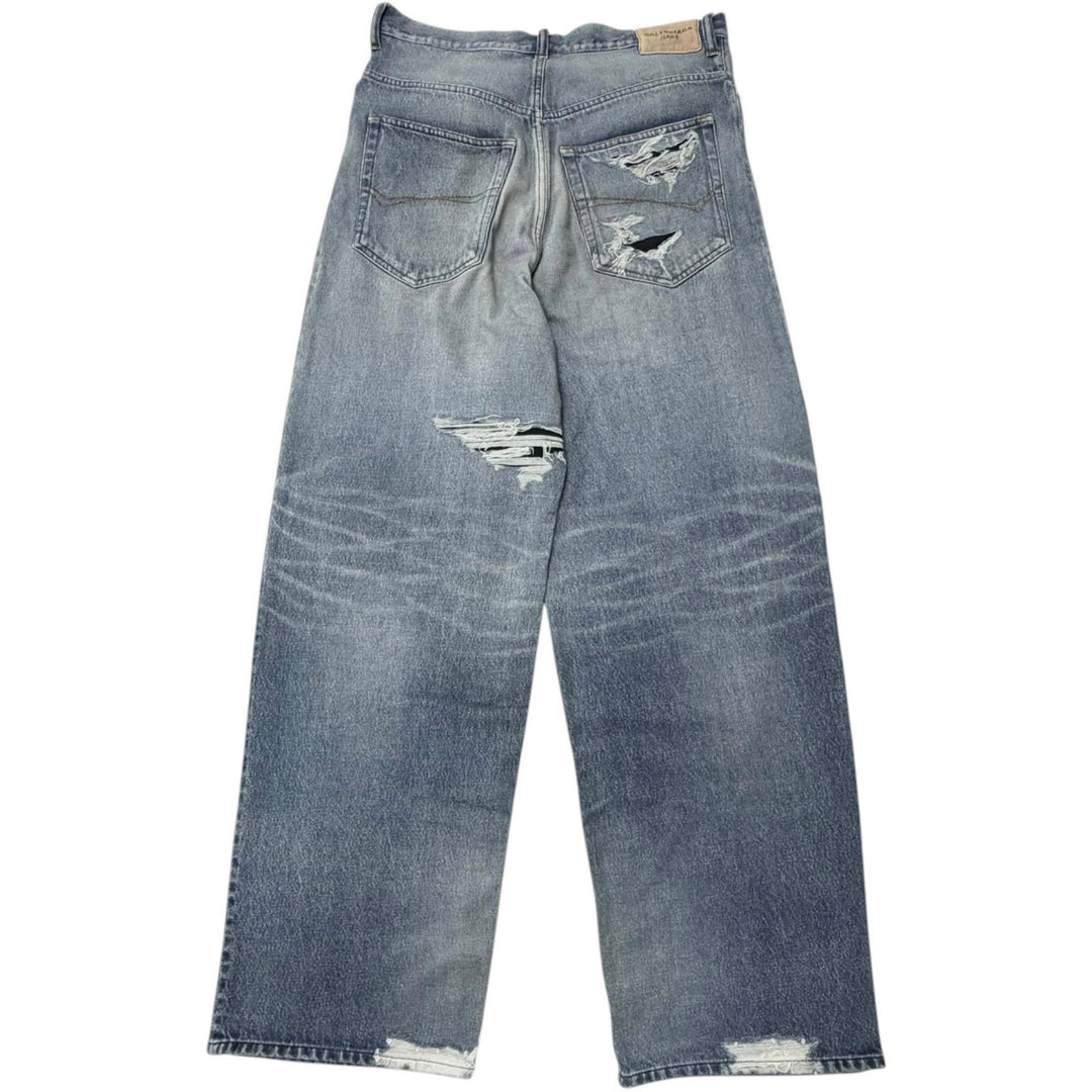 Excellent BALENCIAGA Denim pants Trompe l'oeil denim transfer print