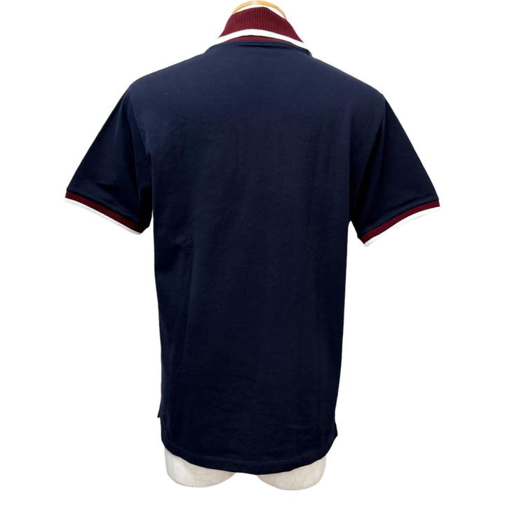 Great GUCCI Short sleeve polo shirt Logo embroidery cotton pique Navy cotton