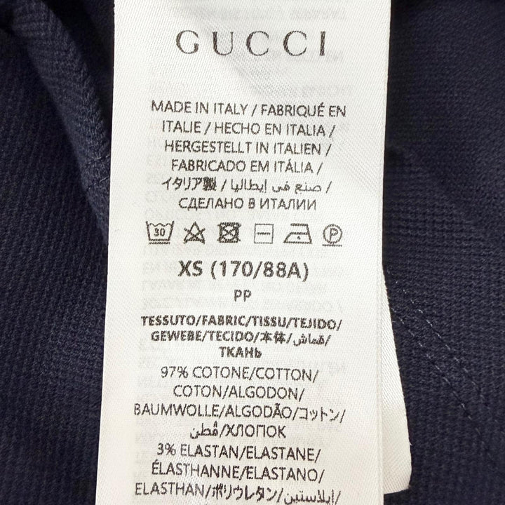 Great GUCCI Short sleeve polo shirt Logo embroidery cotton pique Navy cotton