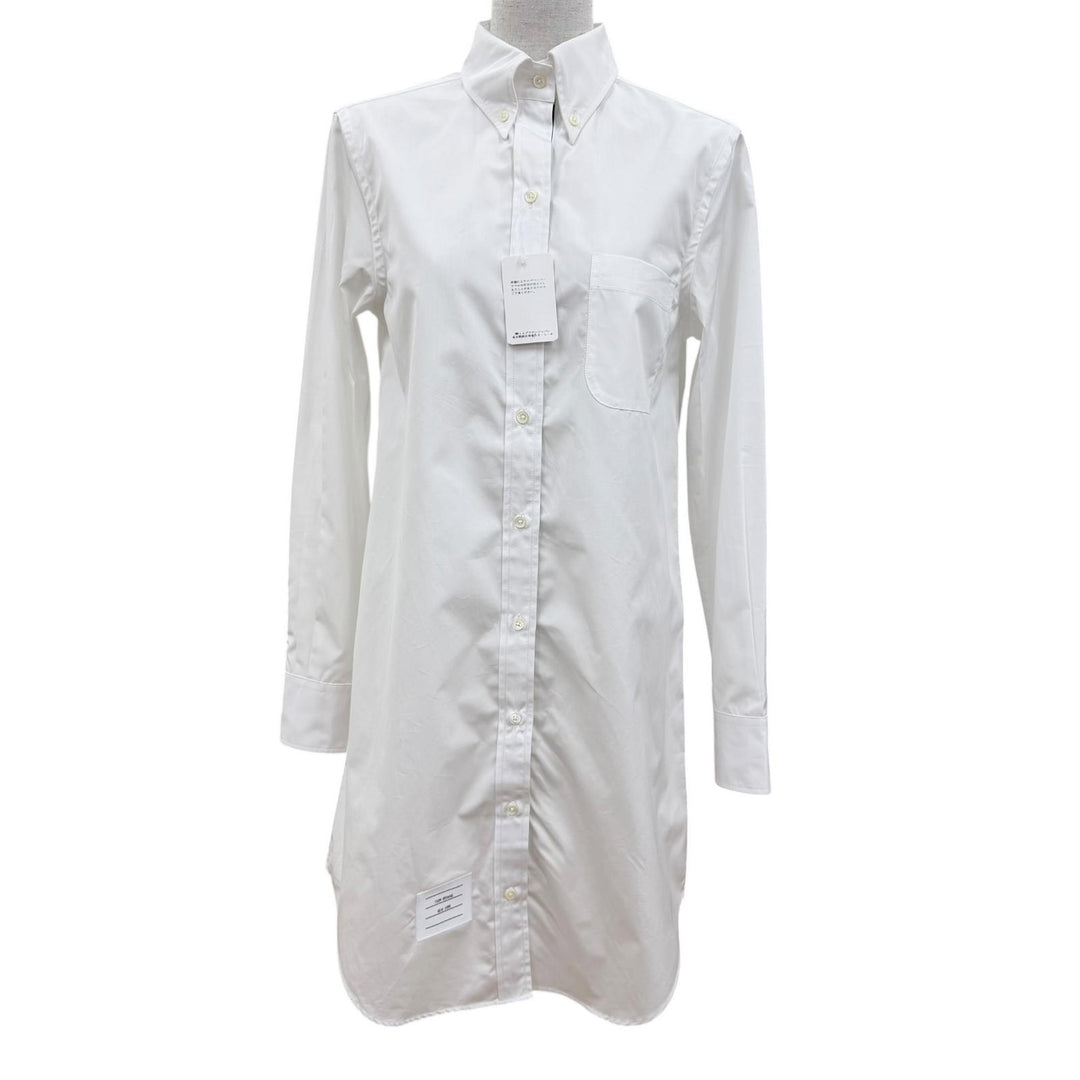 Pristine THOM BROWNE one piece Oxford Grosgrain Placket Mini Shirt Dress 40