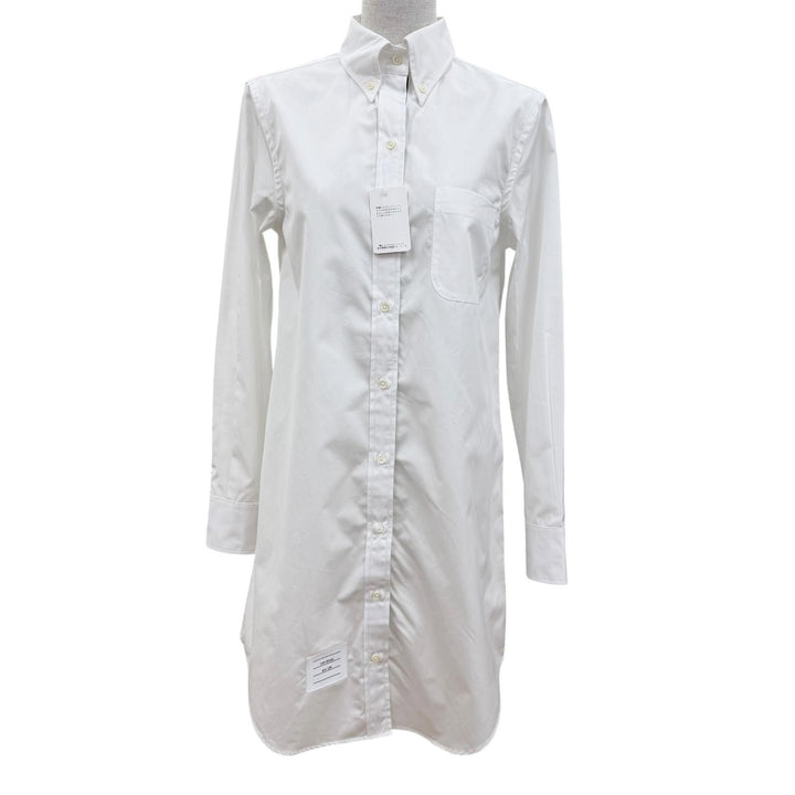 Pristine THOM BROWNE one piece Oxford Grosgrain Placket Mini Shirt Dress 40