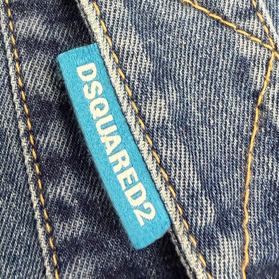 Discounted Great DSQUARED2 Denim Jacket Smurfs collaboration distressed finish Indigo blue