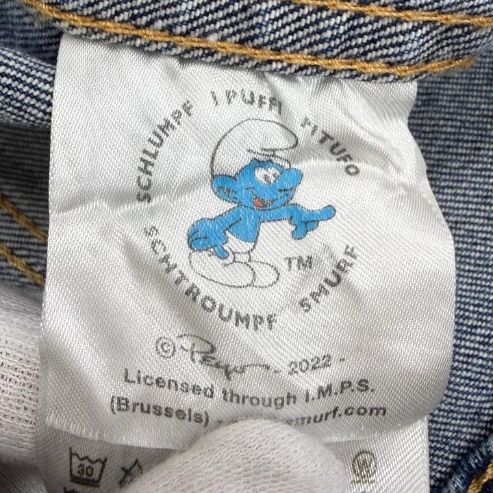Discounted Great DSQUARED2 Denim Jacket Smurfs collaboration distressed finish Indigo blue