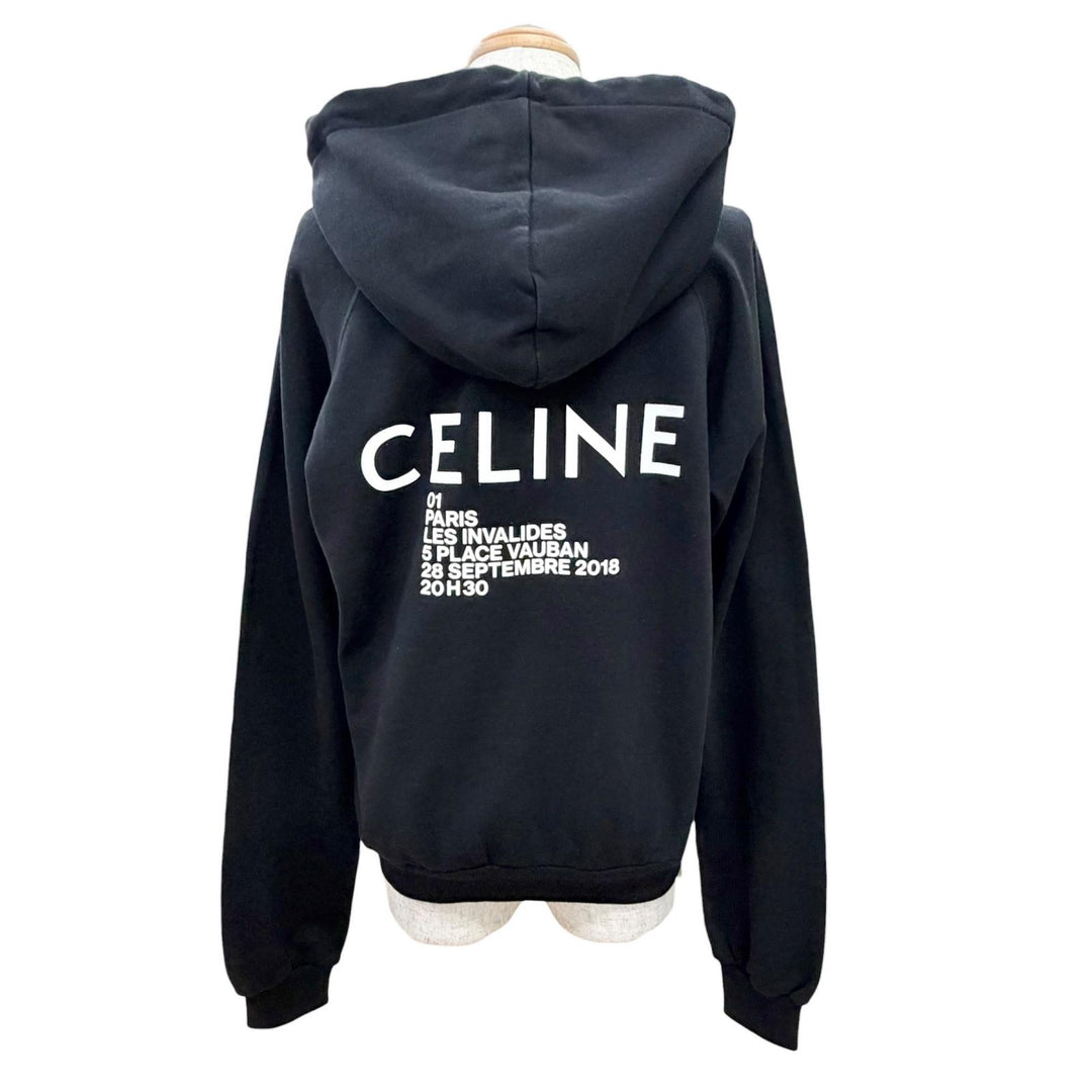 Excellent CELINE hoodie Invitation Back Logo Hoodie black cotton S 2Y005632E