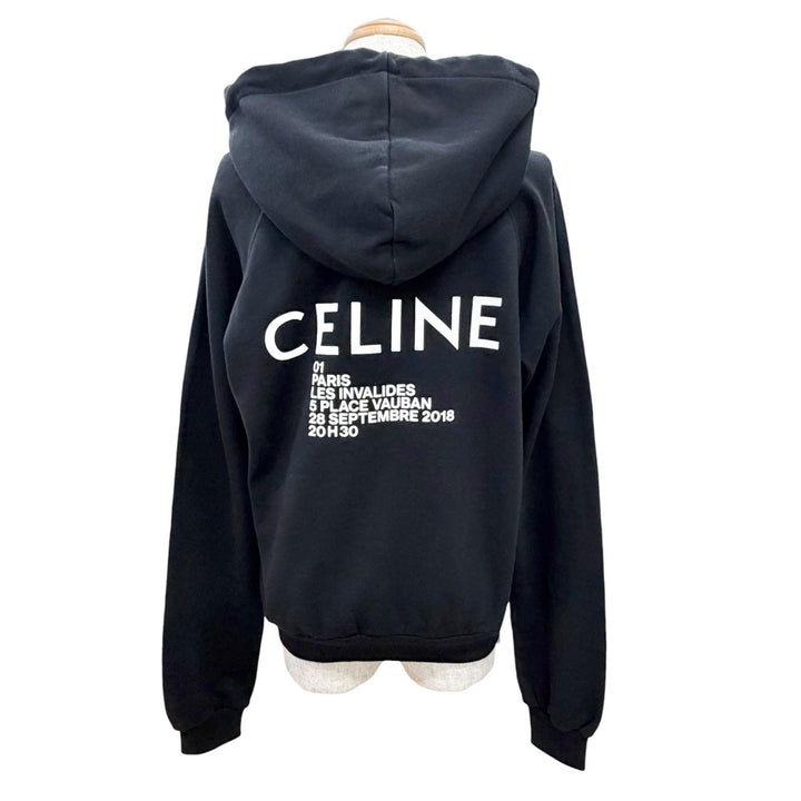 Excellent CELINE hoodie Invitation Back Logo Hoodie black cotton S 2Y005632E