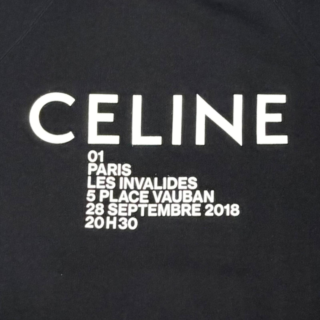 Excellent CELINE hoodie Invitation Back Logo Hoodie black cotton S 2Y005632E