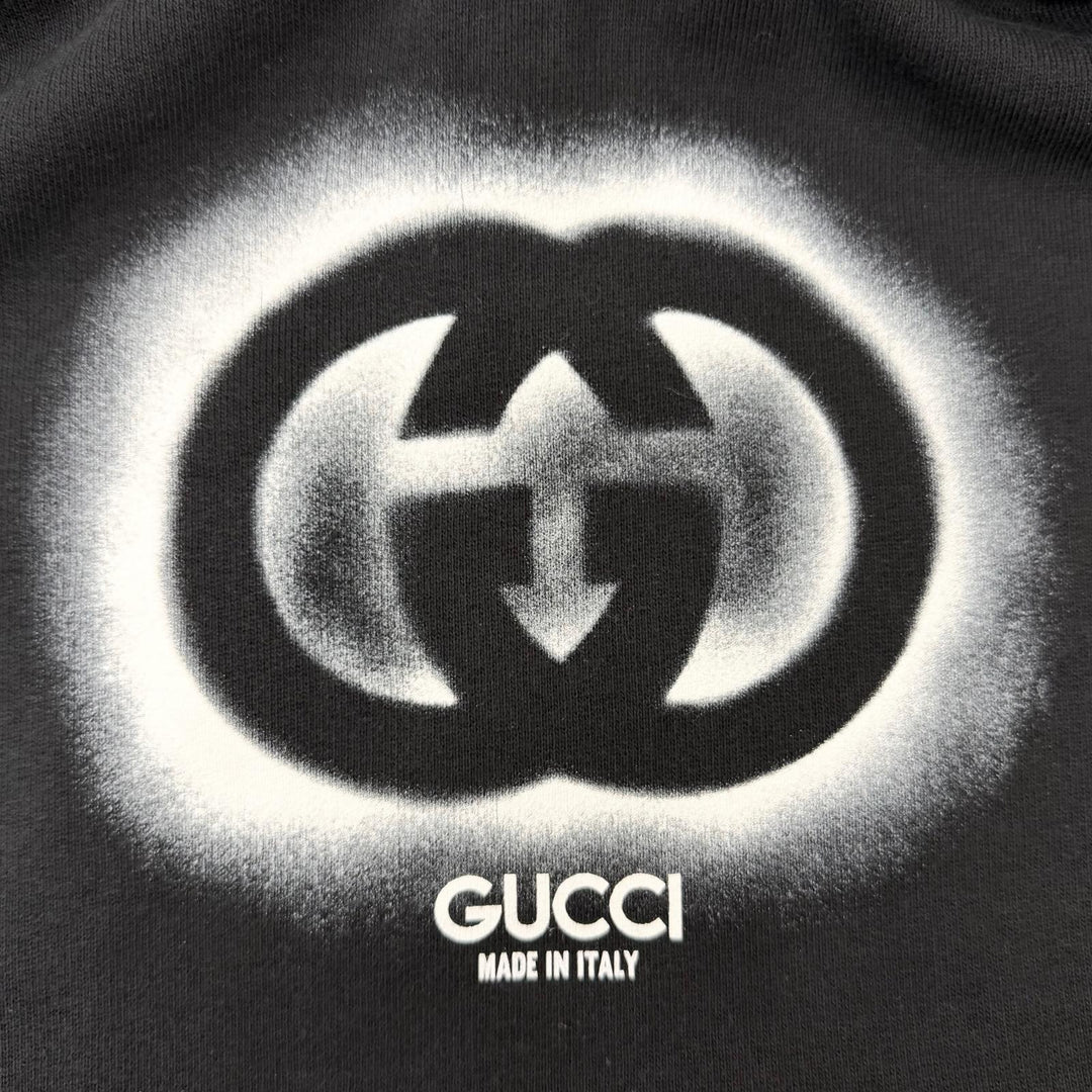 Great GUCCI hoodie Interlocking G logo print sweatshirt black cotton