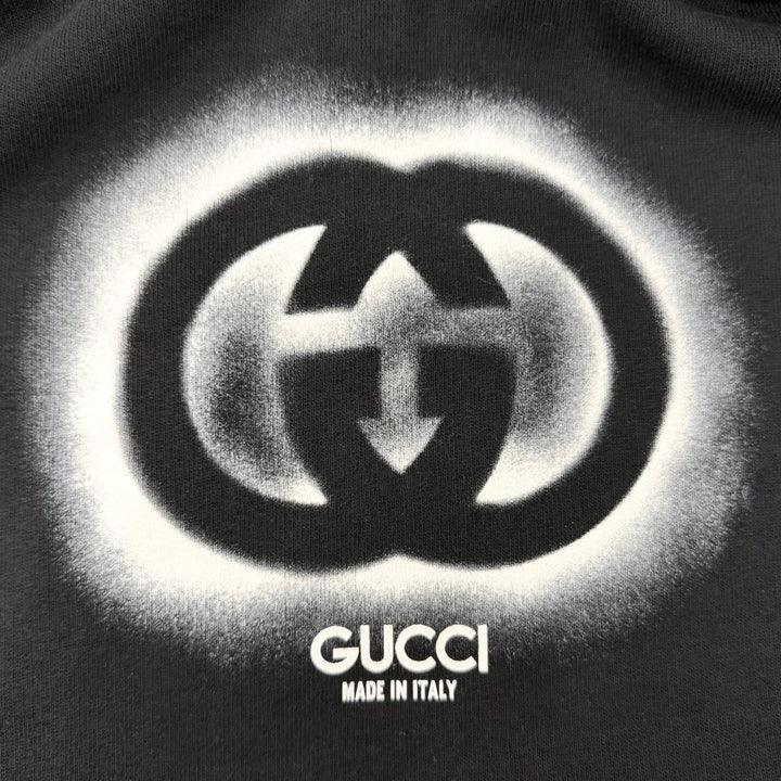 Great GUCCI hoodie Interlocking G logo print sweatshirt black cotton