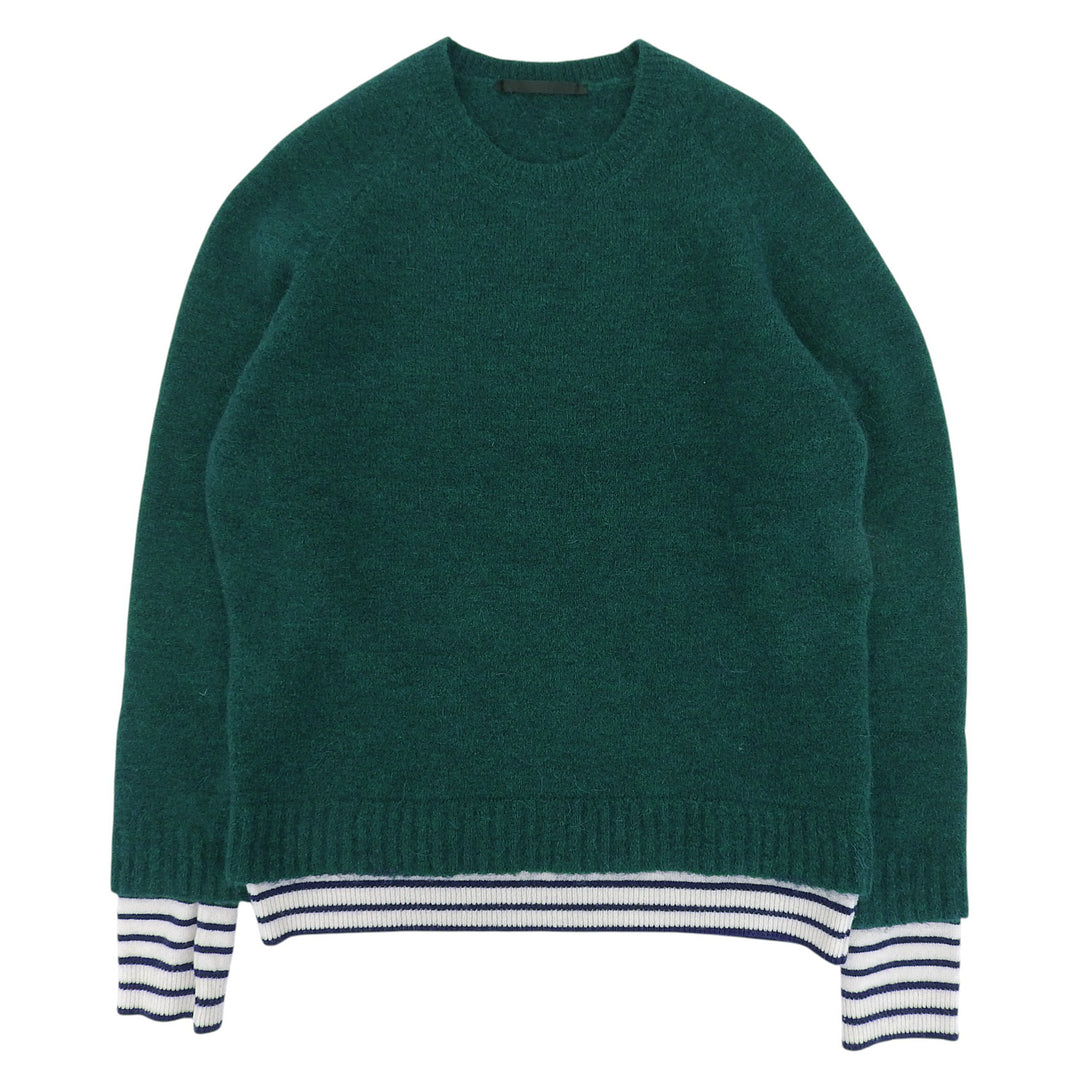 Excellent HAIDER ACKERMANN knit Border crew neck green poly acrylic mens S