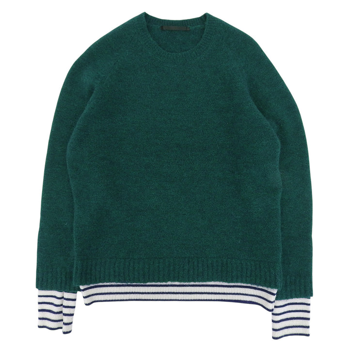 Excellent HAIDER ACKERMANN knit Border crew neck green poly acrylic mens S
