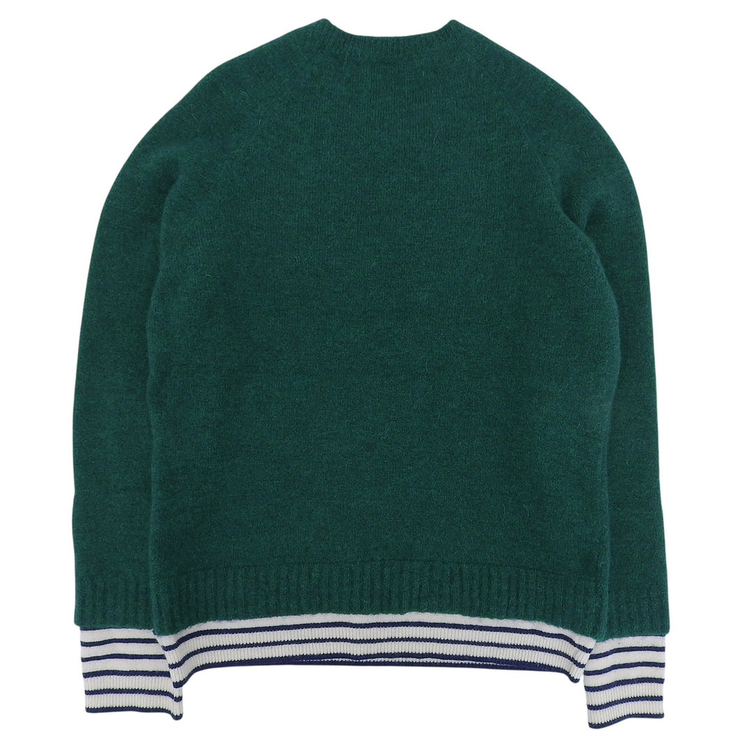 Excellent HAIDER ACKERMANN knit Border crew neck green poly acrylic mens S