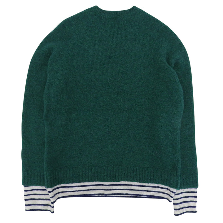 Excellent HAIDER ACKERMANN knit Border crew neck green poly acrylic mens S