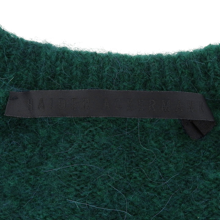 Excellent HAIDER ACKERMANN knit Border crew neck green poly acrylic mens S