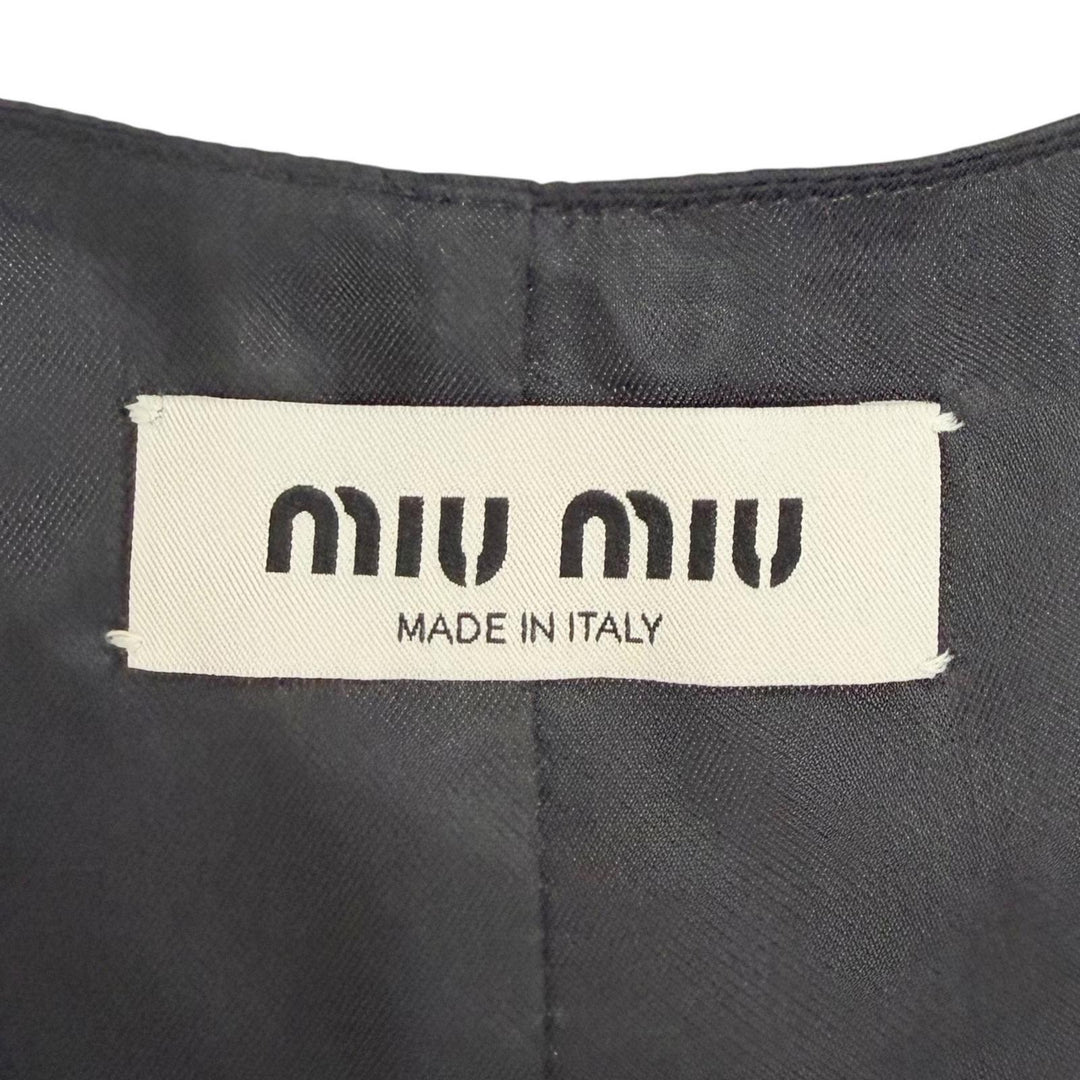 Excellent MIUMIU Best Logo Grisaille Vest Gilet gray Virgin wool Women 40 MAG003