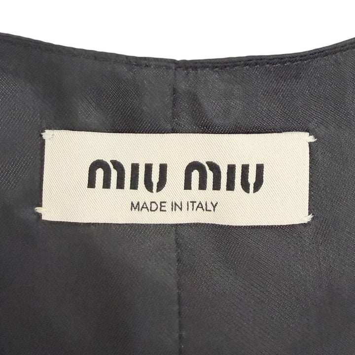 Excellent MIUMIU Best Logo Grisaille Vest Gilet gray Virgin wool Women 40 MAG003