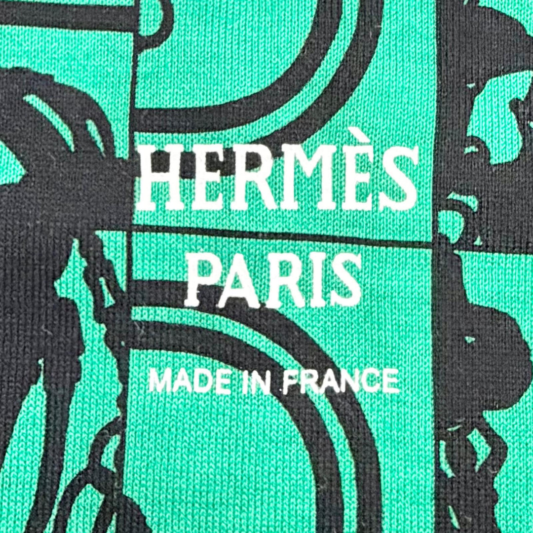 Excellent HERMES tops DO RE BOUCLES Square neck, three-quarte green 36 17-7720