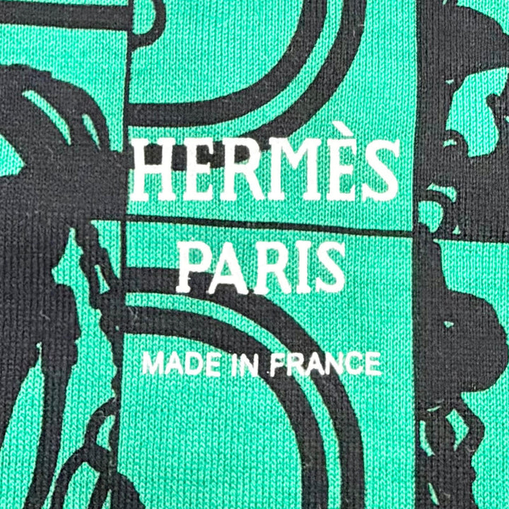 Excellent HERMES tops DO RE BOUCLES Square neck, three-quarte green 36 17-7720
