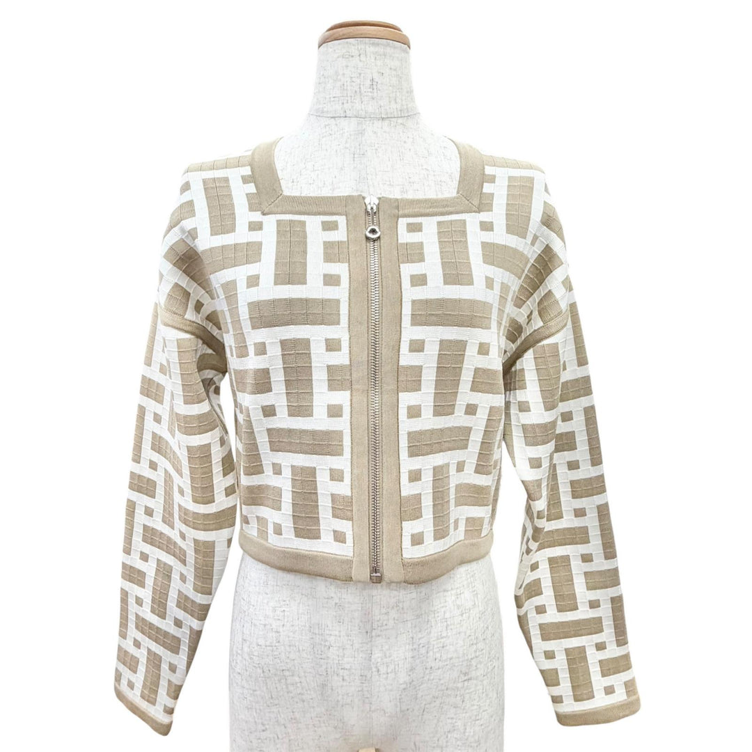 Excellent HERMES Blouson Mosaic zip-up knit jacket/blouson, cropped 36 4E2225DJ