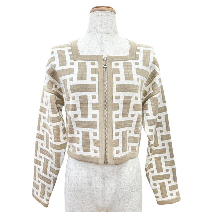 Excellent HERMES Blouson Mosaic zip-up knit jacket/blouson, cropped 36 4E2225DJ