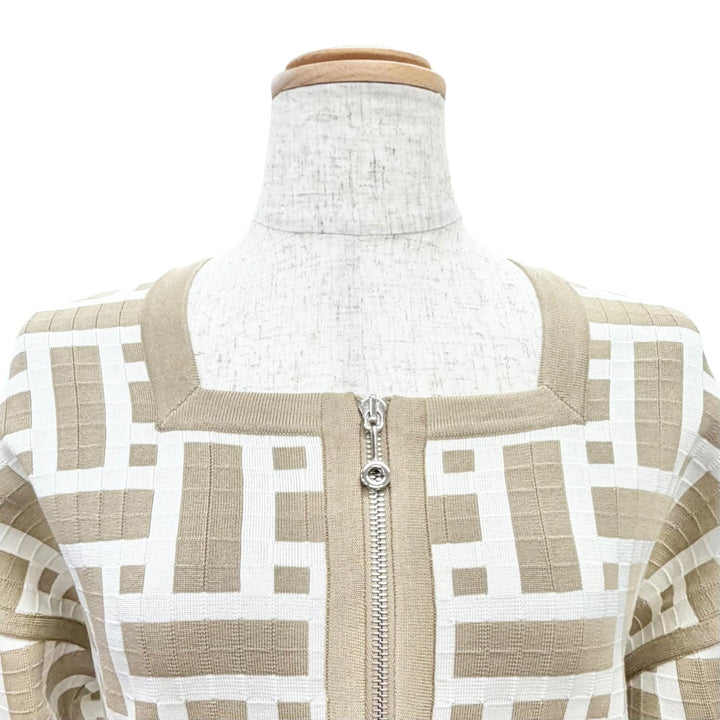 Excellent HERMES Blouson Mosaic zip-up knit jacket/blouson, cropped 36 4E2225DJ