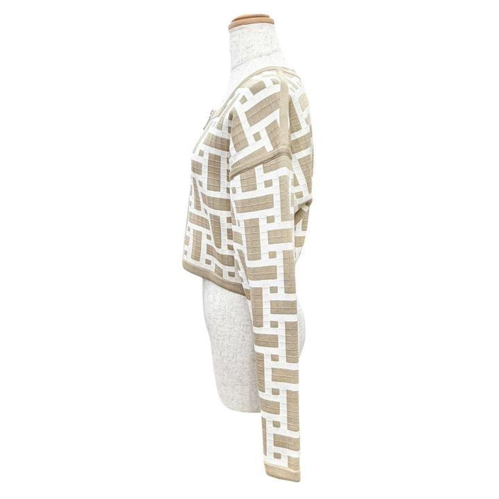Excellent HERMES Blouson Mosaic zip-up knit jacket/blouson, cropped 36 4E2225DJ