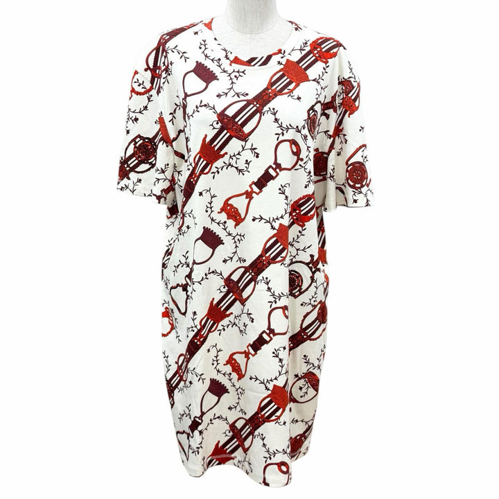 Excellent HERMES one piece Horse tack pattern T-shirt Ivory cotton 44 4E4523DL