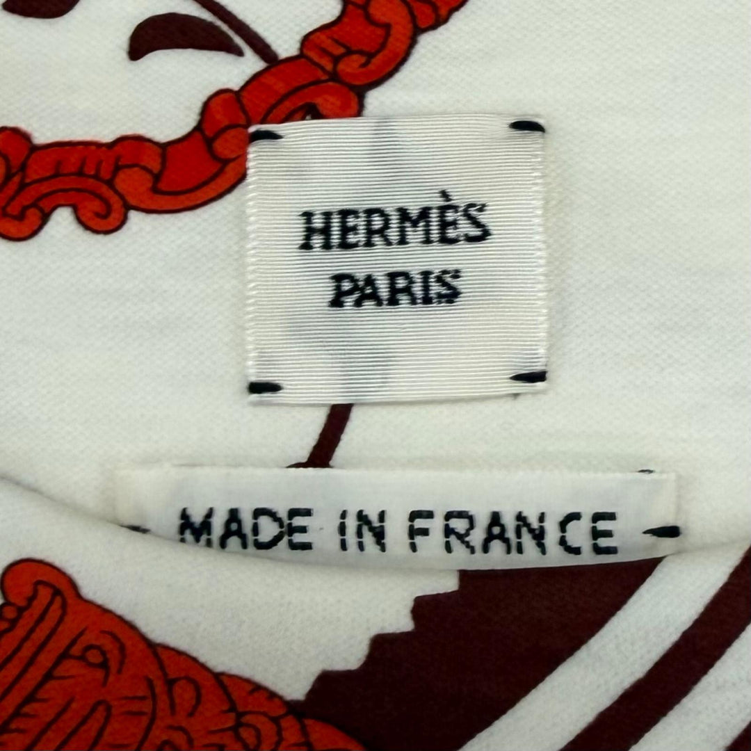Excellent HERMES one piece Horse tack pattern T-shirt Ivory cotton 44 4E4523DL