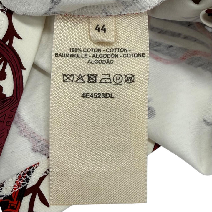 Excellent HERMES one piece Horse tack pattern T-shirt Ivory cotton 44 4E4523DL