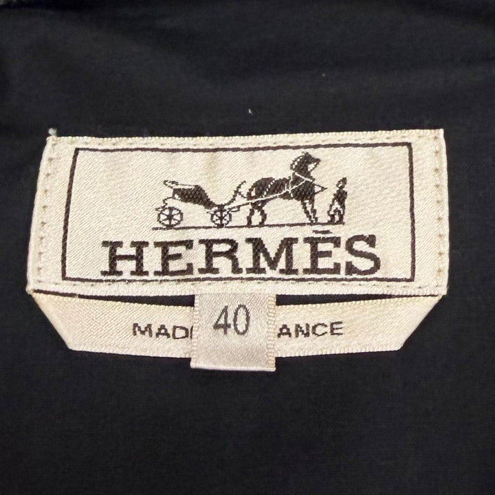 Great HERMES Pants Serie buttons, leather trim khaki cotton mens 40