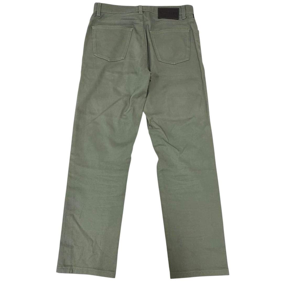 Great HERMES Pants Serie buttons, leather trim khaki cotton mens 40