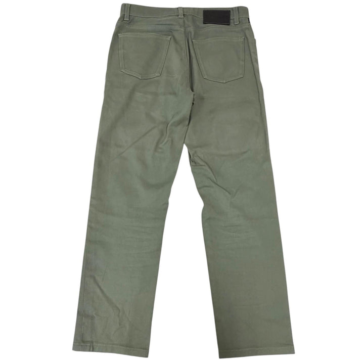 Great HERMES Pants Serie buttons, leather trim khaki cotton mens 40