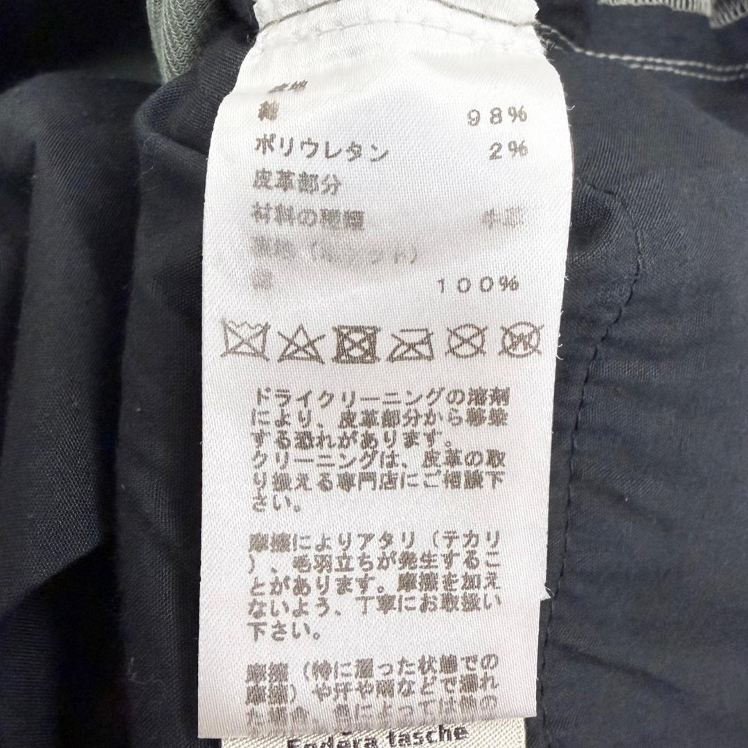 Great HERMES Pants Serie buttons, leather trim khaki cotton mens 40