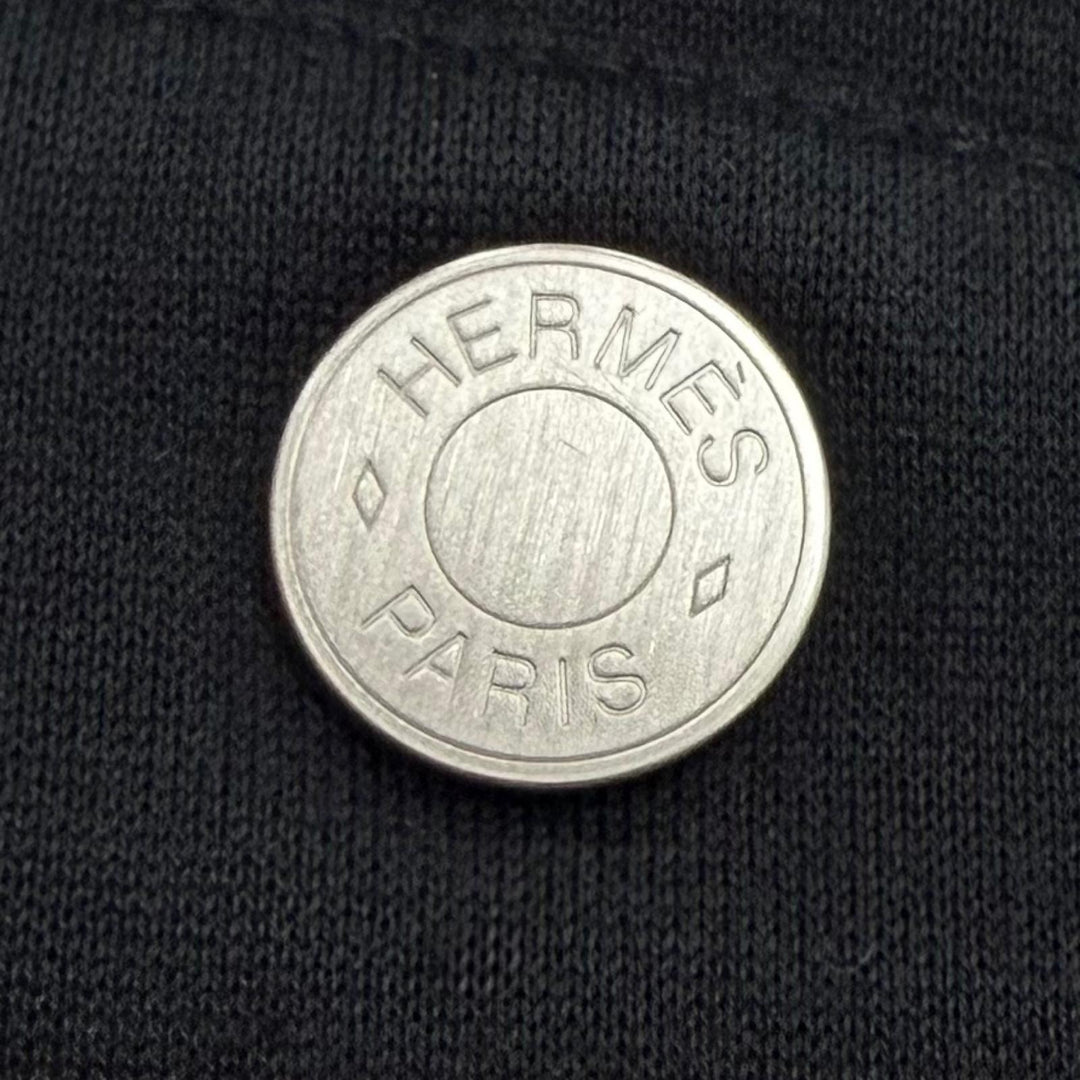 Great HERMES Pants Serie button black cotton mens 44 32-5422